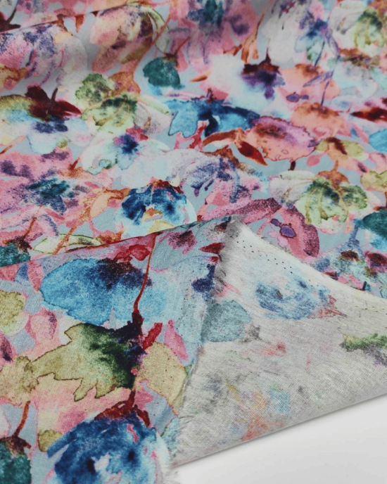Льон принт 15161 D1 C3 світло-сірий