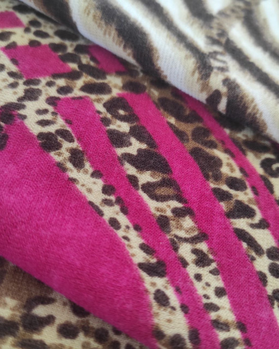 Трикотаж ангора принт Cavalli, фуксія