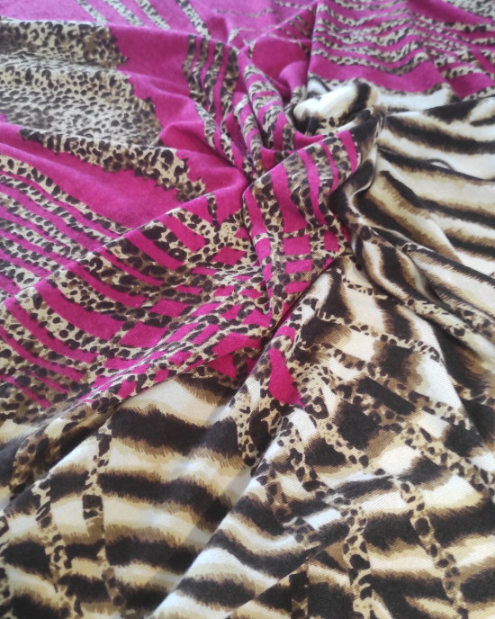 Трикотаж ангора принт Cavalli, фуксія